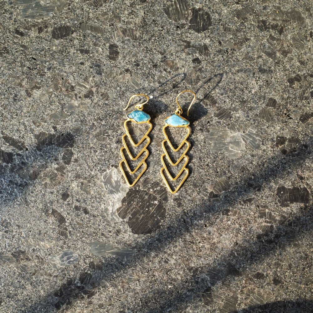 Arrowhead Raw Stone Earrings View 2